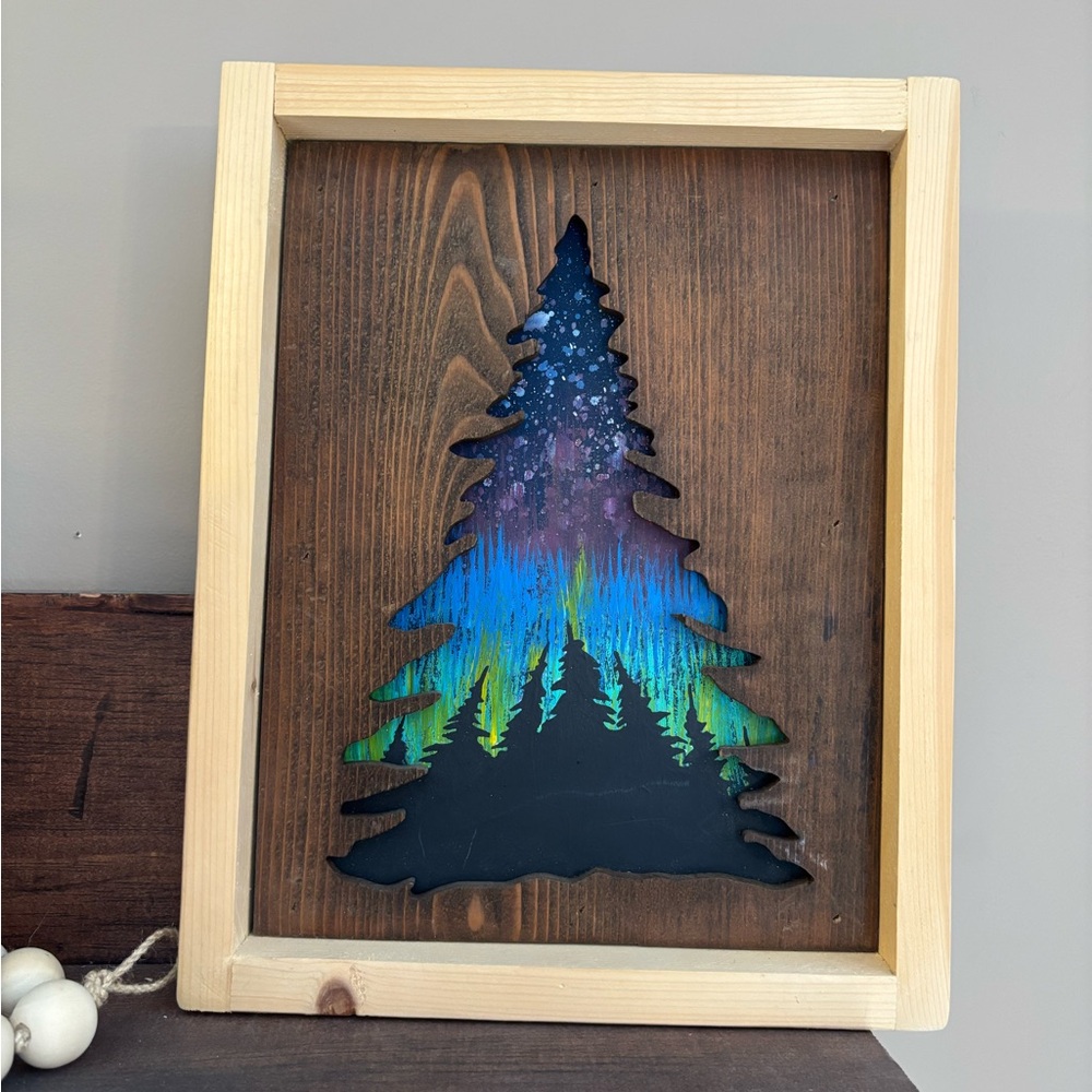 Tree Silhouette Art with sky Colourful Gradient